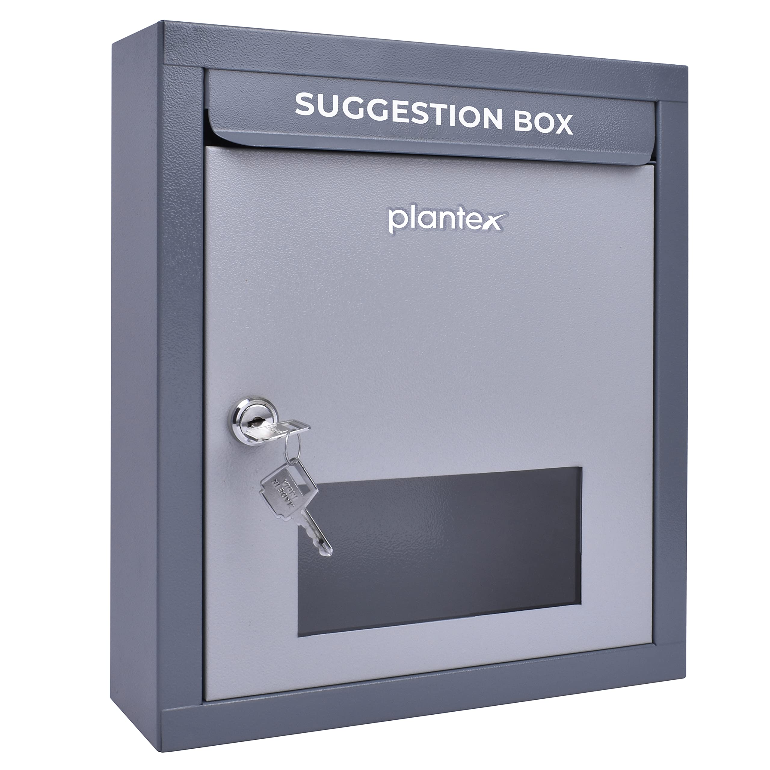 Plantex All-in-One Multi-Purpose Lockable Box - Letter Box, Post Box for Home & Office Gate, Suggestion Box, Complaint Box, Donation Box - Table Top or Wall Mount (Grey, Pack of 1) - Perfect for Secure Mail Collection, Office Feedback & Charity Donations