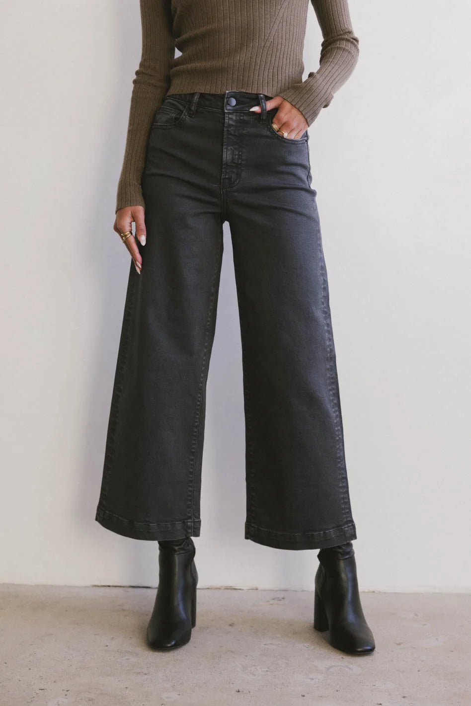 Atzi Women's High Waisted Wide Leg Jeans - Stretch Denim Pants for Casual & Office Wear - FINAL SALE