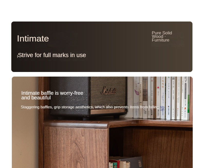 Solid Black Walnut Wood Corner Bookcase Shelf - Stylish Storage for Books, Decor & Small Spaces | Perfect for Living Room, Office & Bedroom Organization