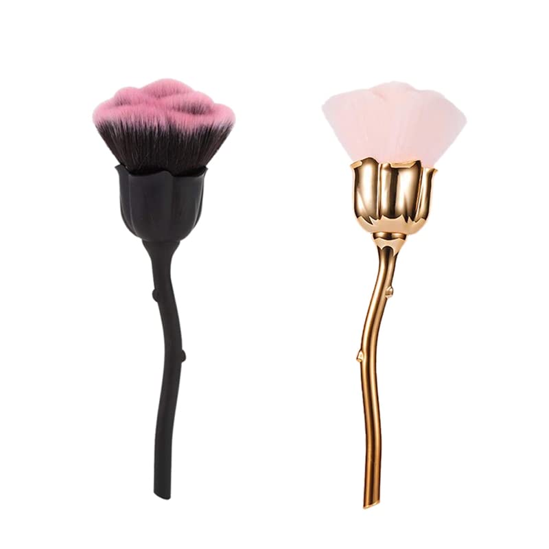 Premium Nail Dust Brush - Soft Pink Cleaning Brush for Nail Art, Manicure & Makeup (Gold Handle) | Perfect for Salon, Home & Professional Use