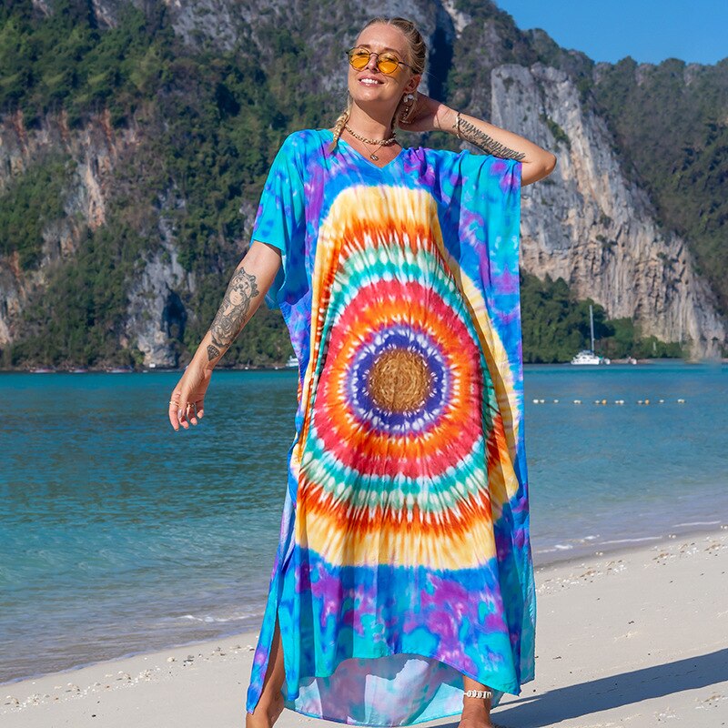 Bohemian Beach Dresses & Kaftans - Flowy Bikini Cover Ups, Maxi Robe for Women | Elegant Swimwear Coverup for Pool, Vacation & Summer Outfits