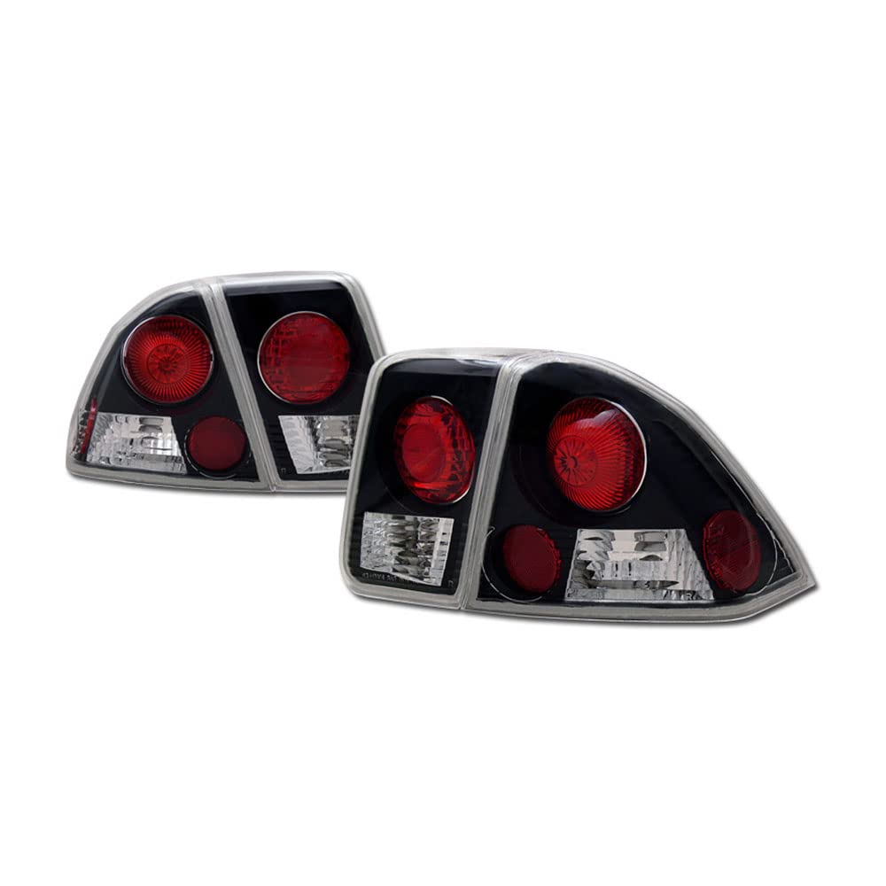 Altezza Black Housing LED Tail Lights - Compatible with 2001-2005 Honda Civic 4 Door Sedan | Rear Signal, Stop, Brake & Reverse Backup Lamps | Enhances Night Visibility & Vehicle Style