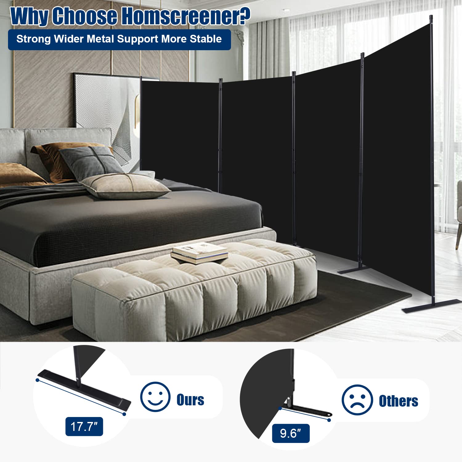 6FT Portable Room Divider & Folding Privacy Screen - 136