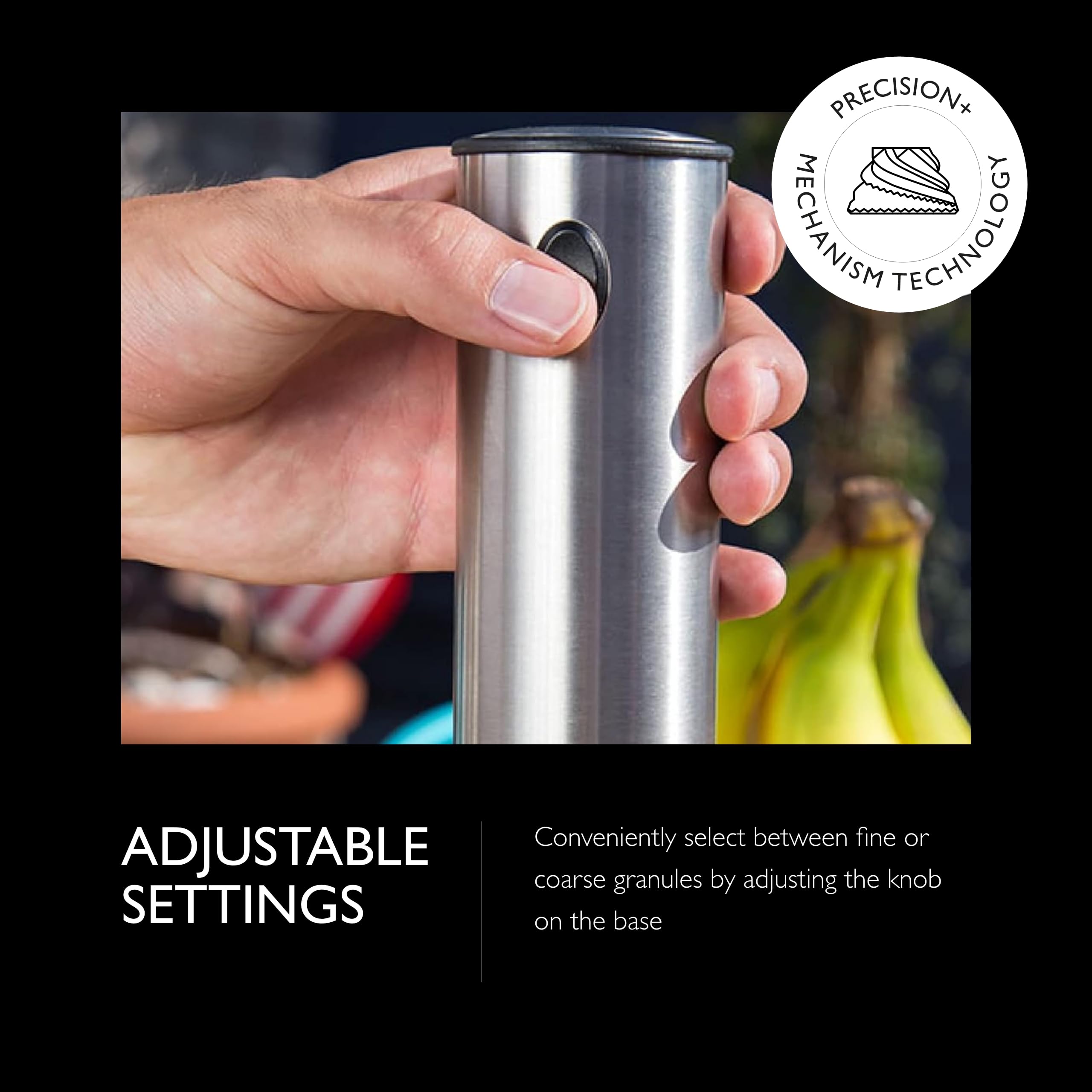 Cole & Mason Battersea Electric Salt and Pepper Grinder Set - One-Touch Operation, Adjustable Coarseness, Large Capacity Stainless Steel Spice Mill - Perfect for Kitchen, Dining Table, and Gourmet Cooking