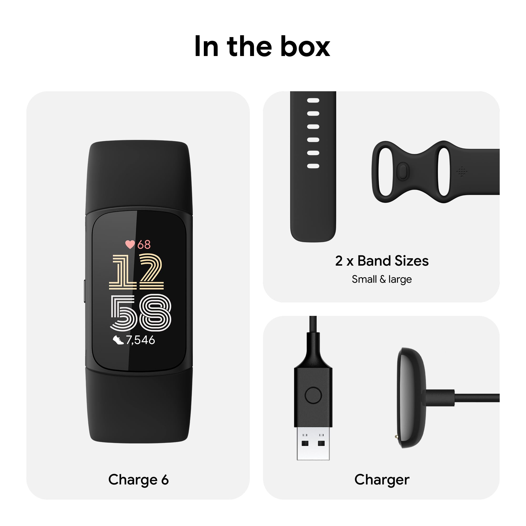 Fitbit Charge 6 Fitness & Activity Tracker with Heart Rate Monitor, Built-in GPS, Sleep Tracking - Obsidian Black (Renewed) | Perfect for Running, Swimming & Daily Health Monitoring