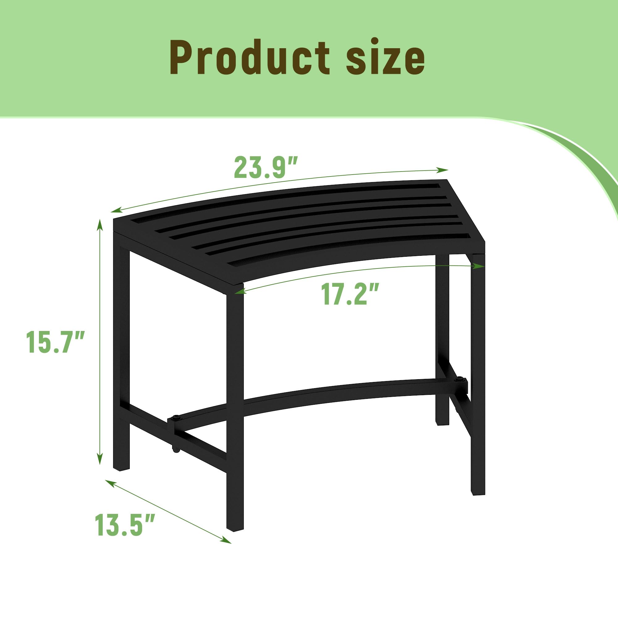 4-Piece Black Metal Curved Fire Pit Bench Set - Heavy Duty Steel Outdoor Seating for Garden, Patio, Porch & Backyard - Backless Design Doubles as Plant Stand - Perfect for Campfires, Outdoor Gatherings & Garden Decor