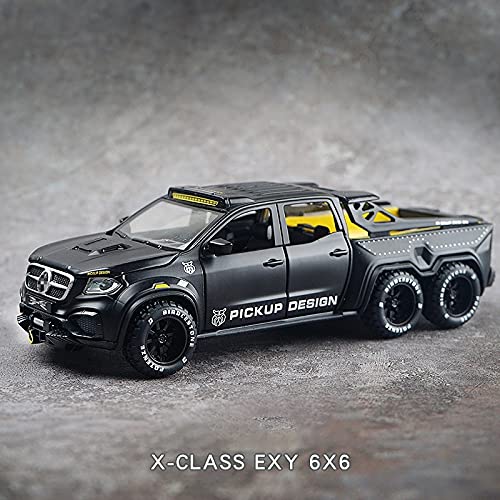 1/28 Scale Alloy Metal Pull Back Toy Pickup Truck with Sound & Light - Realistic Simulation Car Model for Boys - Perfect for Playtime, Collecting & Gifts (Black)