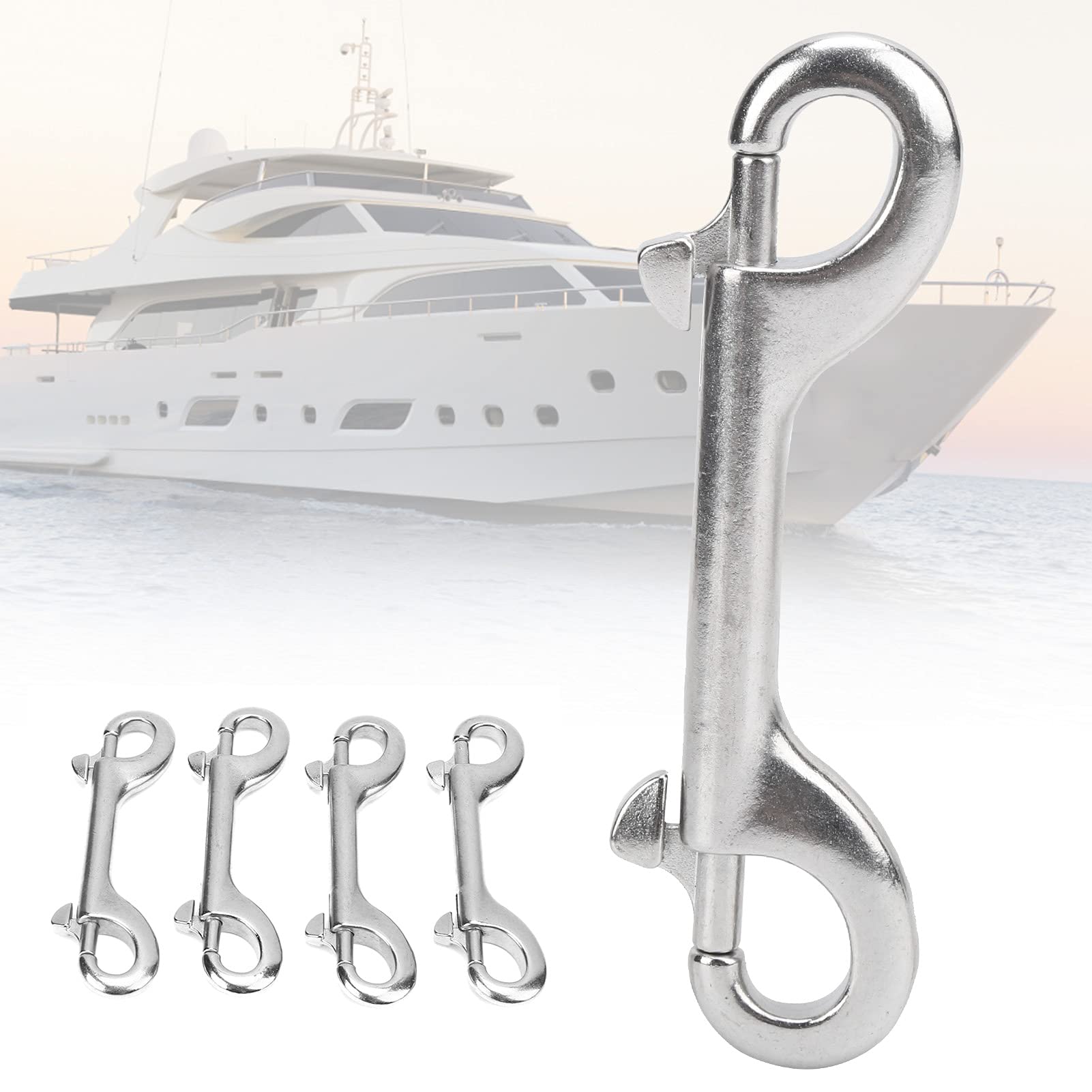 Stainless Steel Double Ended Bolt Snap Hooks - Heavy Duty Diving Clips for Scuba Gear, Pet Feed Buckets, Hammocks & Horse Tack | Marine & Outdoor Use