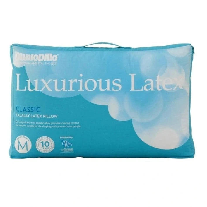 Dunlopillo Premium Latex Classic Medium Profile & Medium Feel Pillow - Supportive & Breathable for Side & Back Sleepers - Perfect for Home, Hotel & Travel Use