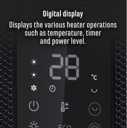Sheffield CERAMIC DIGITAL TOWER HEATER PL2517 - Fast Heating Space Heater with Adjustable Thermostat, Energy Efficient for Home, Office & Bedroom Use