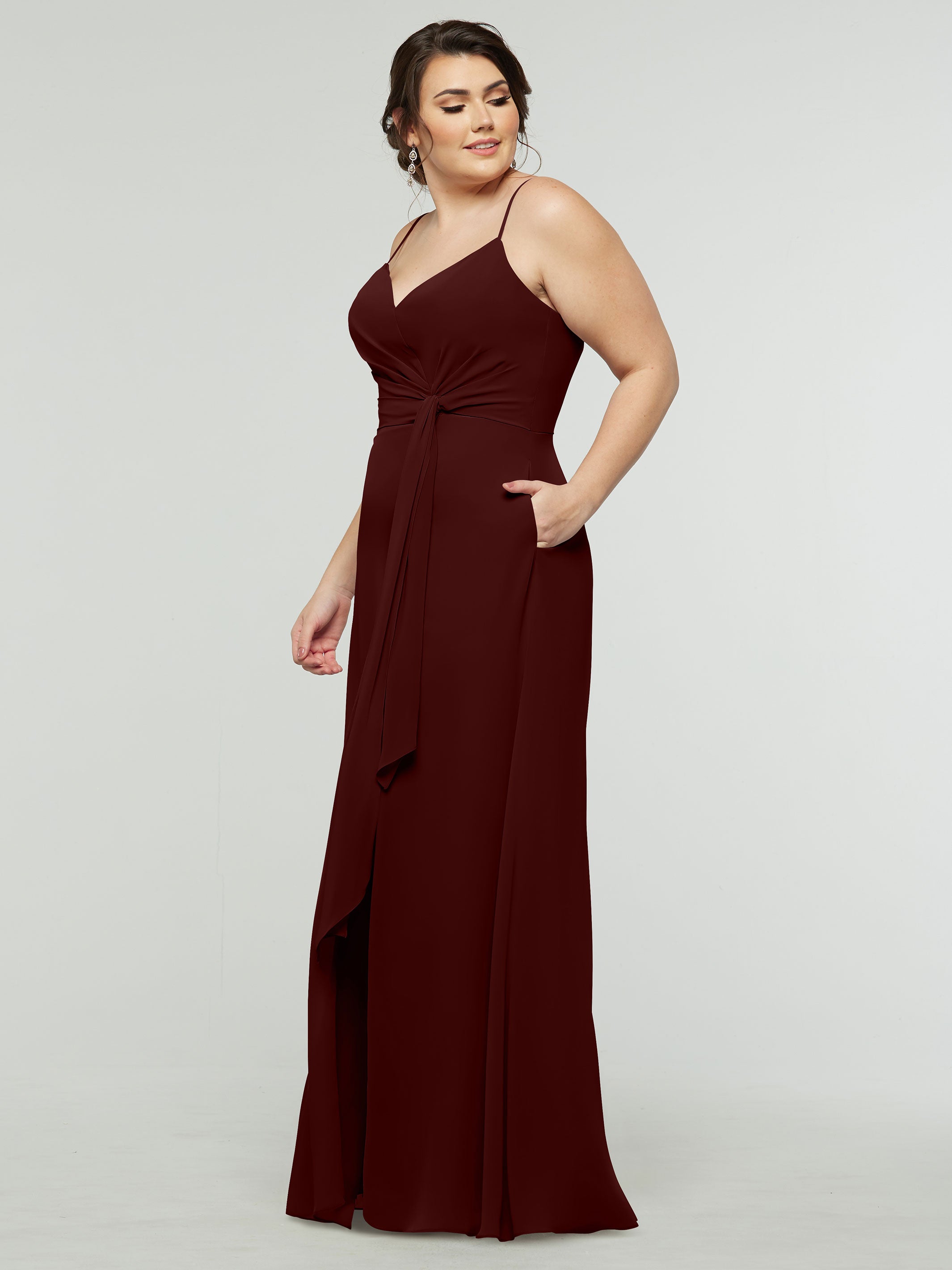 Elegant 80182 Chiffon A-Line Bridesmaid Dress with V-Neck & Spaghetti Straps - Perfect for Weddings, Formal Events & Special Occasions