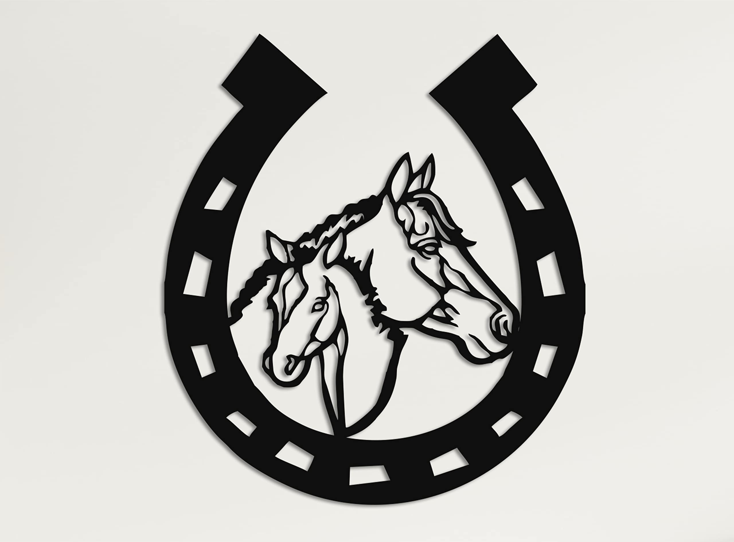 DEKADRON Metal Horse Head Wall Art - Handcrafted Horseshoe Decor for Western & Farmhouse Style - 25