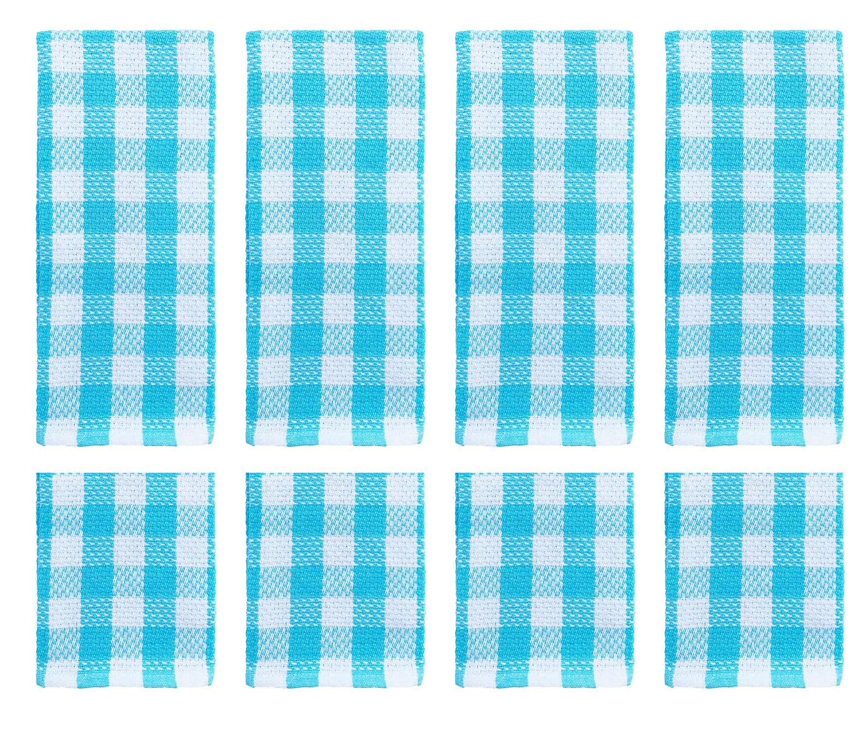 Buffalo Plaid Teal Kitchen Towels Set - 100% Cotton Dishcloths for Washing & Drying Dishes - 8-Piece Set for Kitchen & Dining
