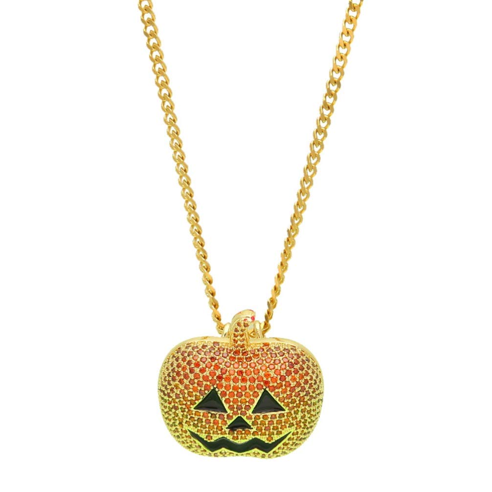 Holibanna Halloween Pumpkin Necklace - Sparkling Zircon Pendant for Halloween Parties, Cosplay & Festive Events | Perfect Costume Accessory for Trick-or-Treating & Spooky Celebrations
