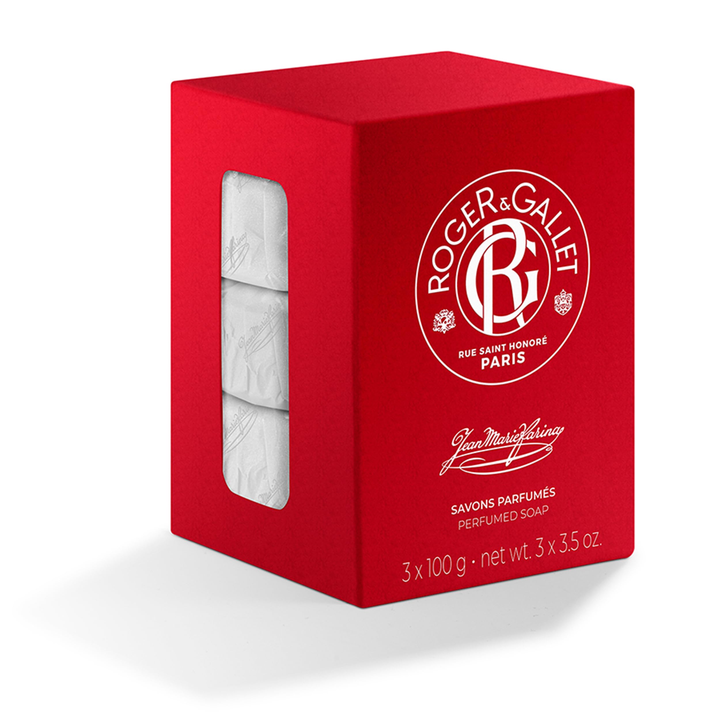 ROGER & GALLET Jean Marie Perfumed Body Wash & Soap for Women - 3 Pack (100g Each) | Moisturizing Shower Gel & Luxury Bath Soap | Perfect for Daily Use, Gifts & Spa Days