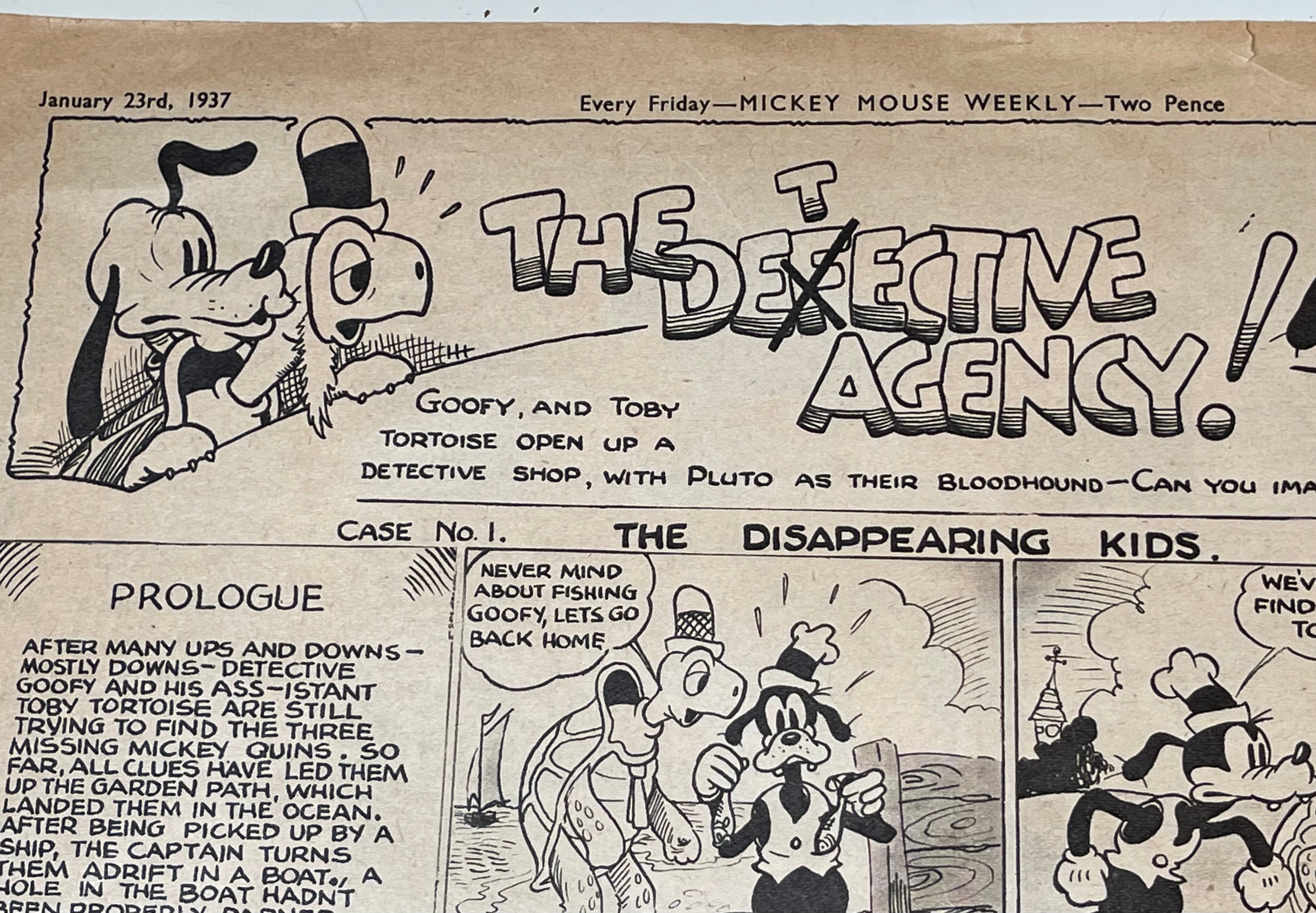 Vintage 1937 Mickey Mouse Disney Comic Strip - Rare Weekly Collection | Perfect for Disney Collectors & Comic Enthusiasts