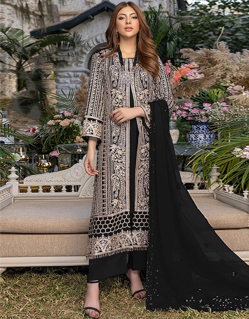 Elegant Black Faux Georgette Pant Suit for Women - Formal Office Wear & Evening Party Outfit