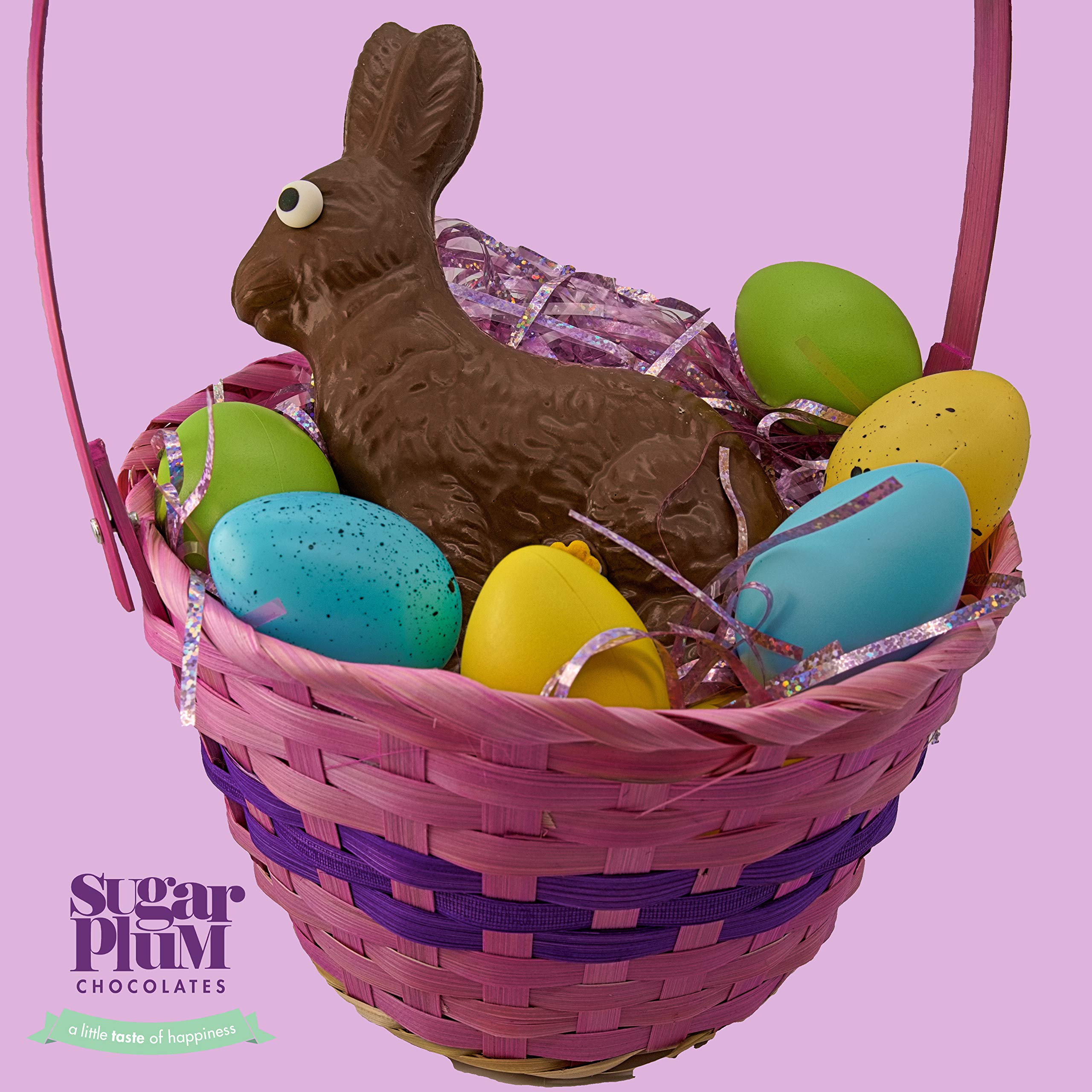 **Handmade Large Solid Milk Chocolate Easter Bunny - 1/2 lb (8 oz) Easter Candy for Kids & Adults, Gift-Wrapped with Bow - Perfect for Easter Baskets, Party Favors & Holiday Gifts**