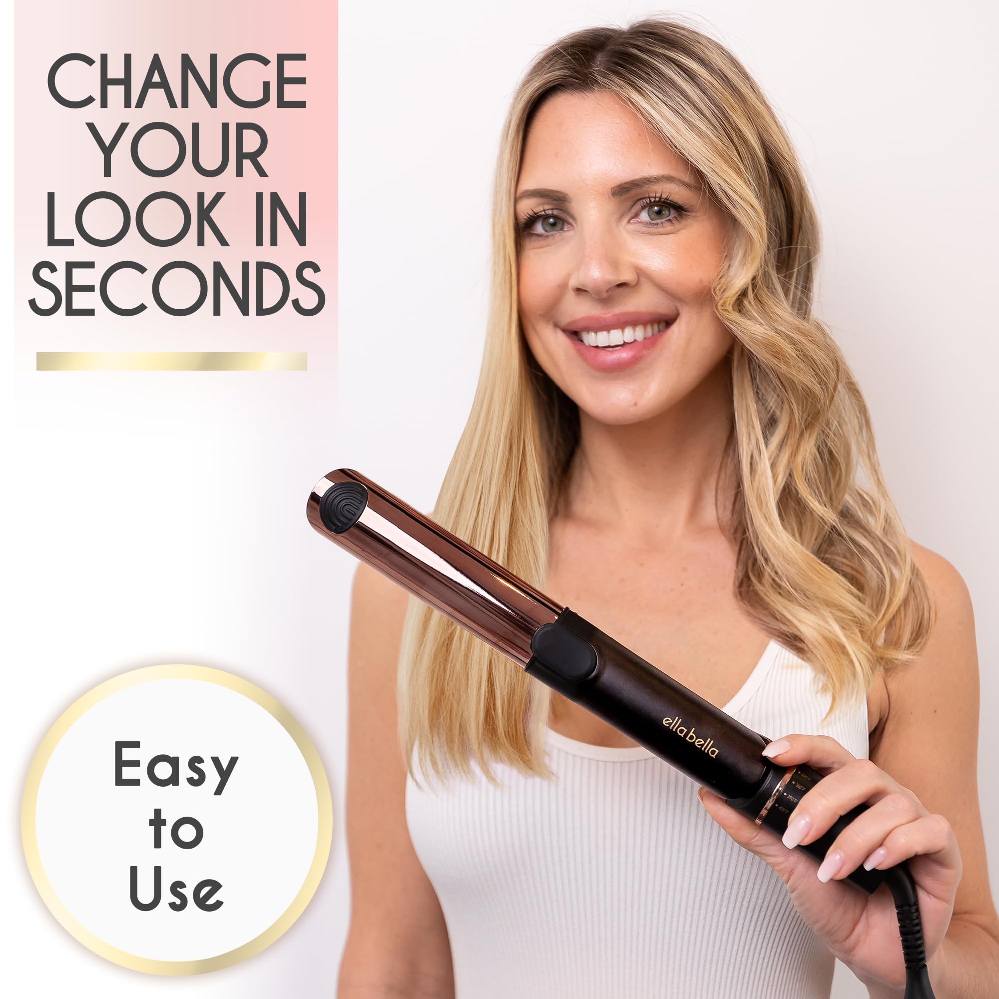 ELLA BELLA® 2-in-1 Titanium Hair Straightener & Curling Iron with Cooling Air Vents - Professional Salon Styling Tool for Smooth, Voluminous Hair - Perfect for Home Use, Travel & Salon-Quality Styling