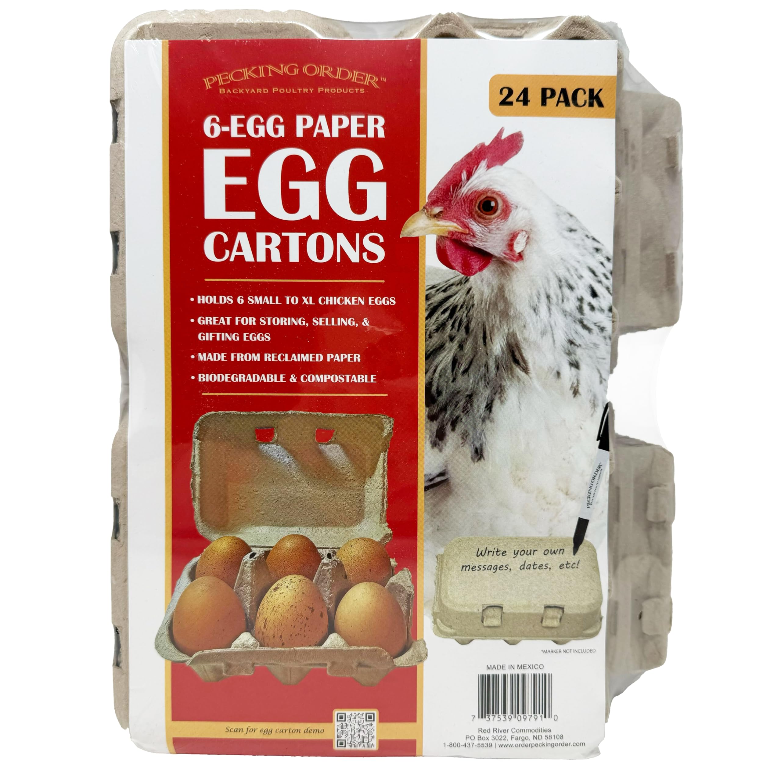6-Egg Paper Egg Cartons - 24 Pack | Eco-Friendly Egg Storage Containers | Perfect for Farmers Markets, Home Use & Organic Egg Packaging