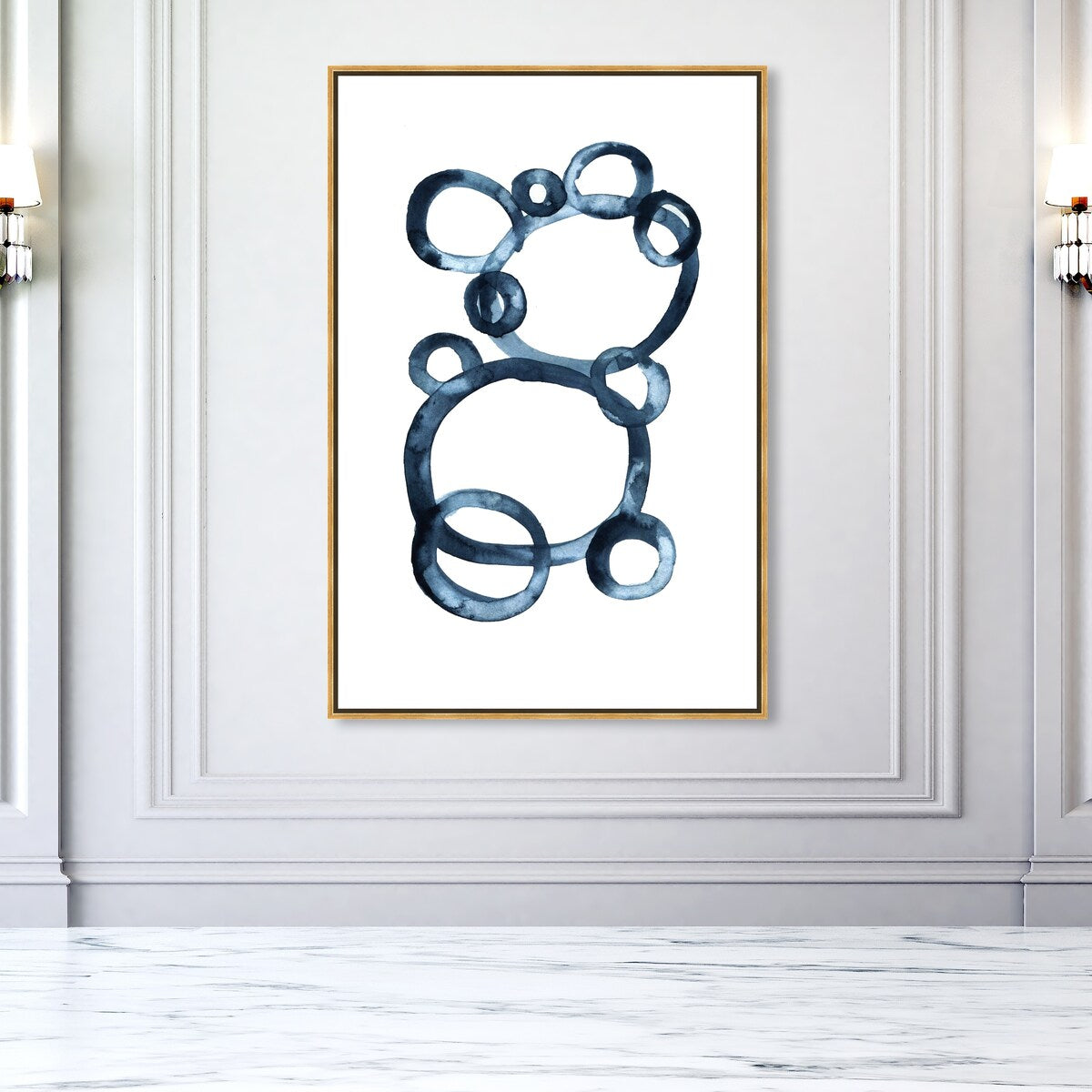 Bear Bubbles Modern Baby Bear Fingerpainted Art - White Framed Canvas Wall Print for Nursery & Boys Room Decor - Perfect for Baby Showers, Kids Bedrooms & Playroom Wall Art