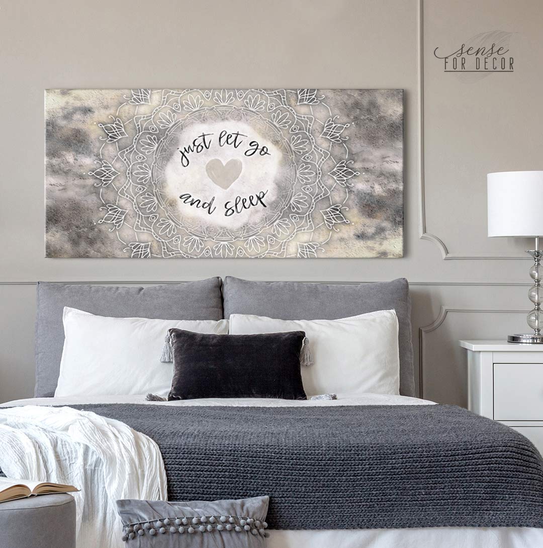 Boho Mandala Wall Art Canvas - Cream 60x27 for Bedroom Decor