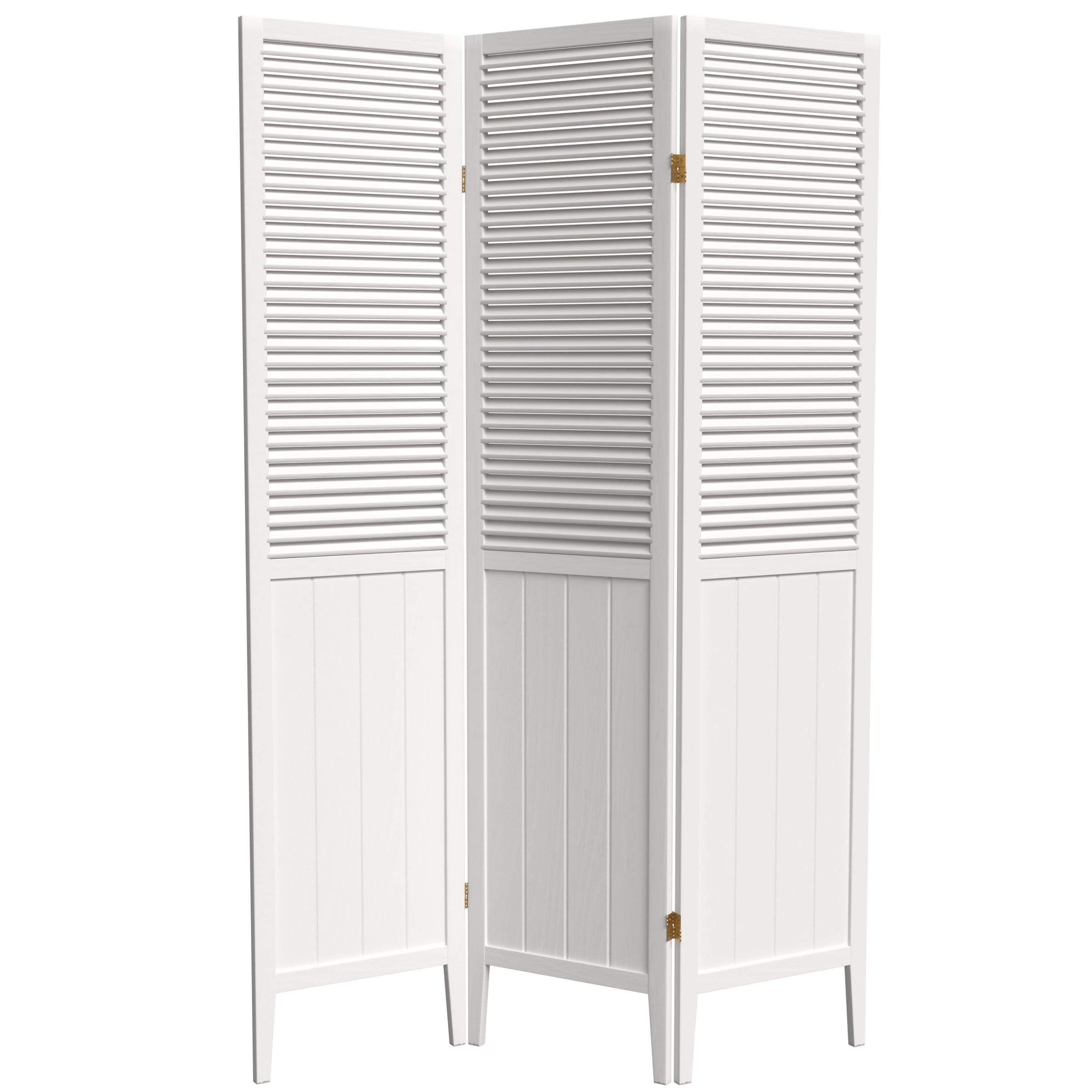 Red Lantern SS-BEAD-White-3P White Room Divider Screen - 3 Panel Folding Partition for Home, Office, Wedding & Event Decor - Privacy Screen & Room Separator
