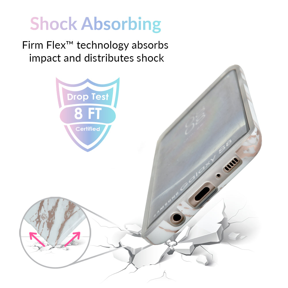 Elegant White Marble Rose Gold Chrome Case for Samsung Galaxy - Perfect for Everyday Use, Travel & Special Occasions