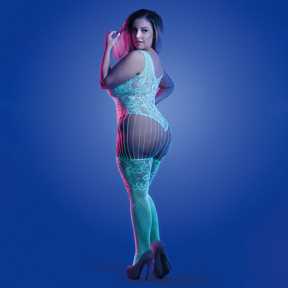 Fantasy Lingerie Glow in The Dark Crotchless Teddy Bodystocking for Women - Sexy Lace Teddy Nightwear for Romantic Nights & Boudoir Photography