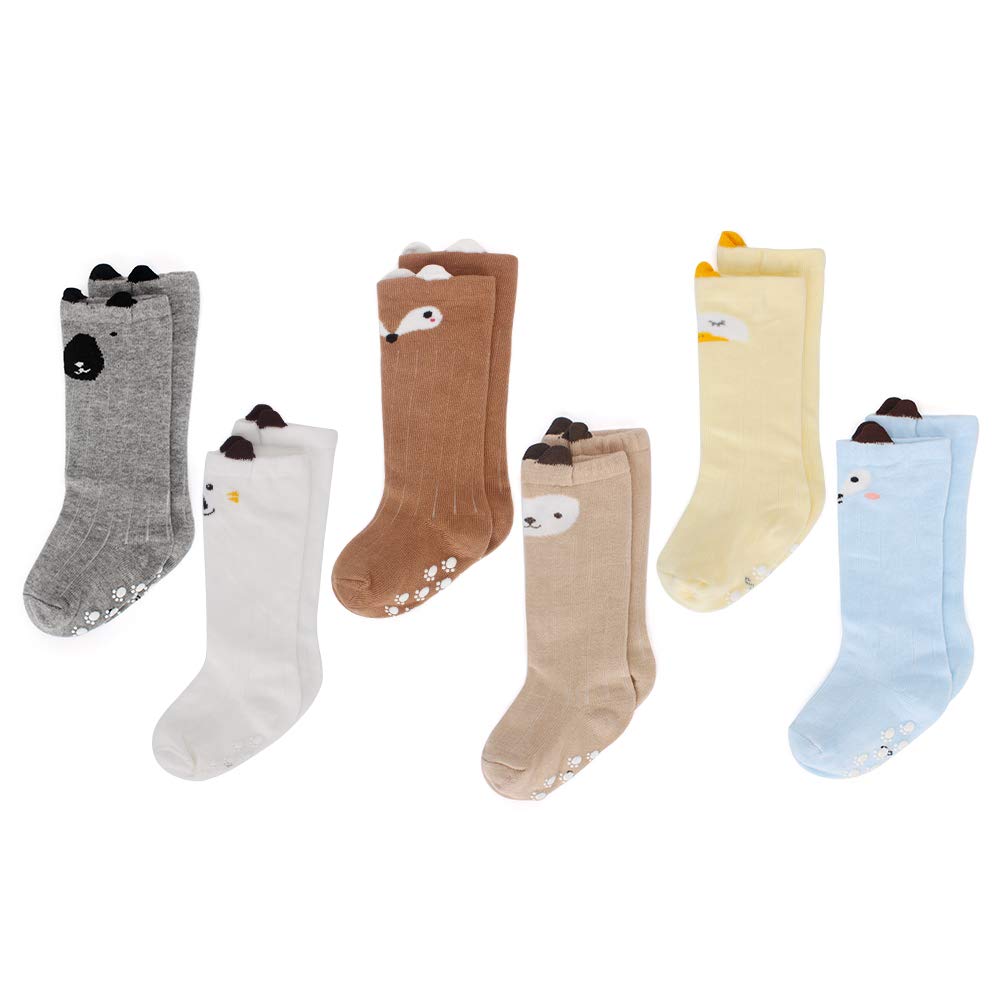LACOFIA 6 Pairs Baby Long Socks for Toddler Girls - Soft Cotton Knitted Knee High Socks for Infants - Perfect for Playtime, Outfits & Special Occasions