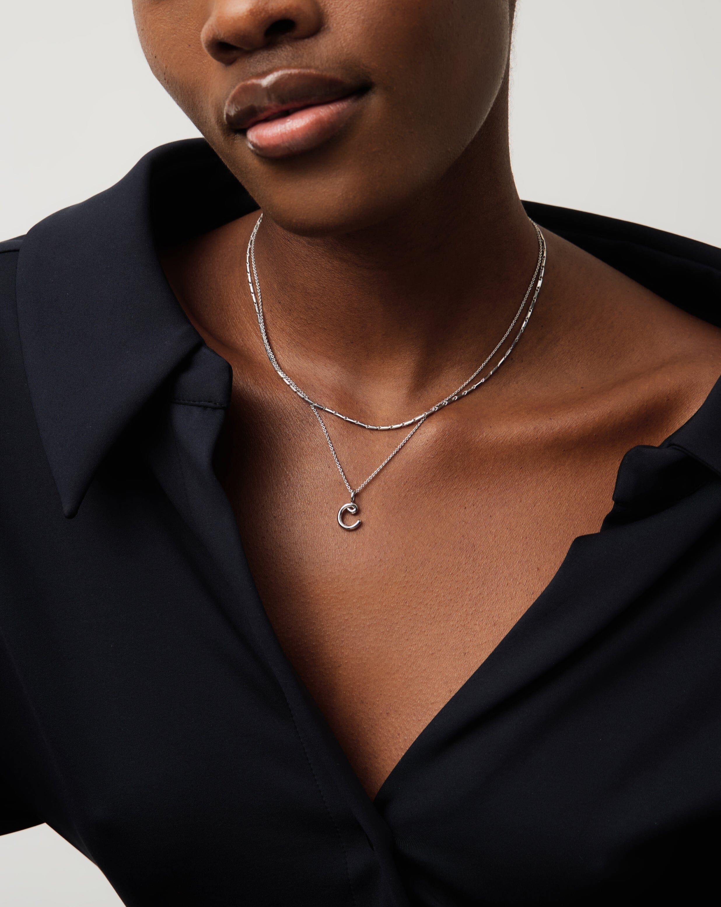 Curly Molten Mini Initial Necklace - Sterling Silver Personalized Jewelry for Women | Elegant Gift for Her, Birthday, Anniversary, Valentine's Day
