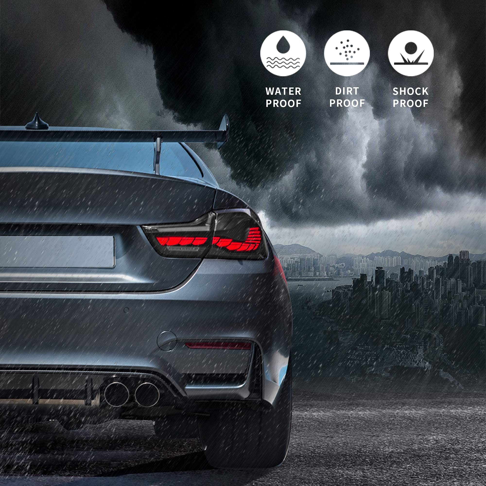 VLAND OLED 4 Series Smoked Tail Lights for BMW M4 GTS F32 F33 F82 F36 F83 (2014-2020) - Dynamic Dragon Scales Running Light - Sedan/Coupe/Convertible Upgrade - Enhance Night Driving Safety & Style