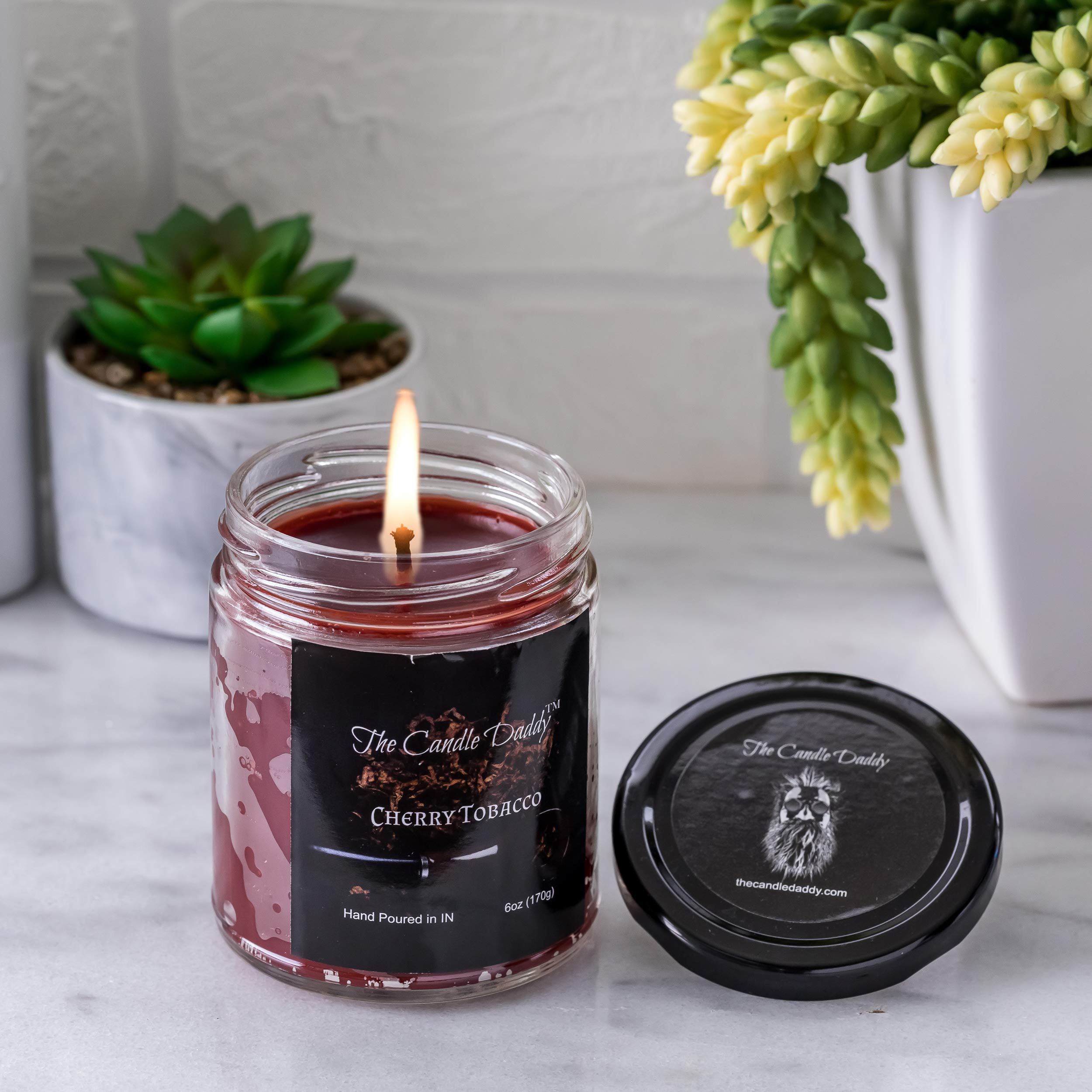 3 Pack Cherry Tobacco Scented Candles - 6 oz Each, Long-Lasting Aroma for Home, Office & Relaxation - Perfect for Gifts, Romantic Dinners & Spa Nights