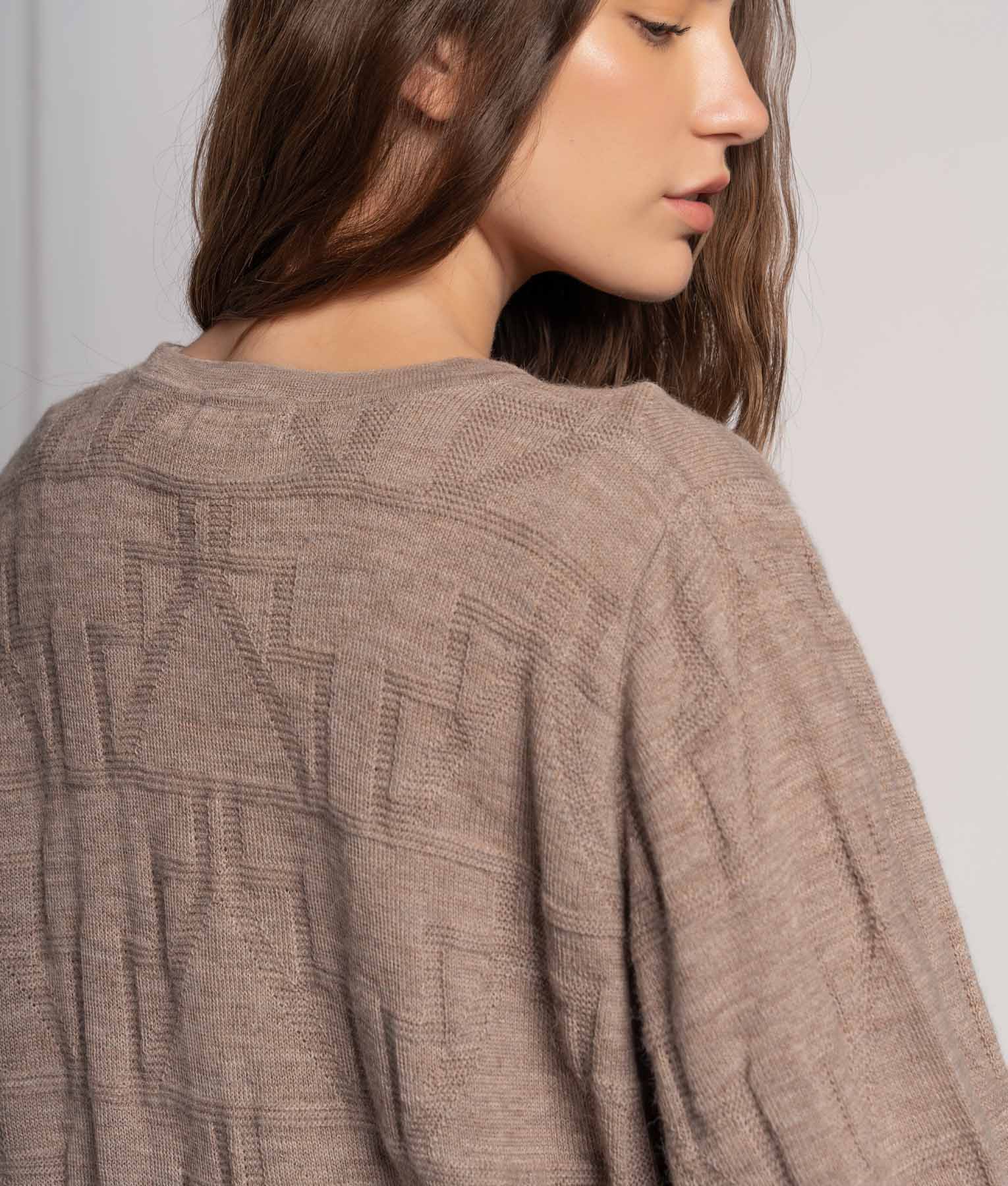 Stylish Oversized Swing Brown Jacquard Poncho Sweater for Women - Cozy Fall & Winter Fashion, Perfect for Casual Outings and Layering