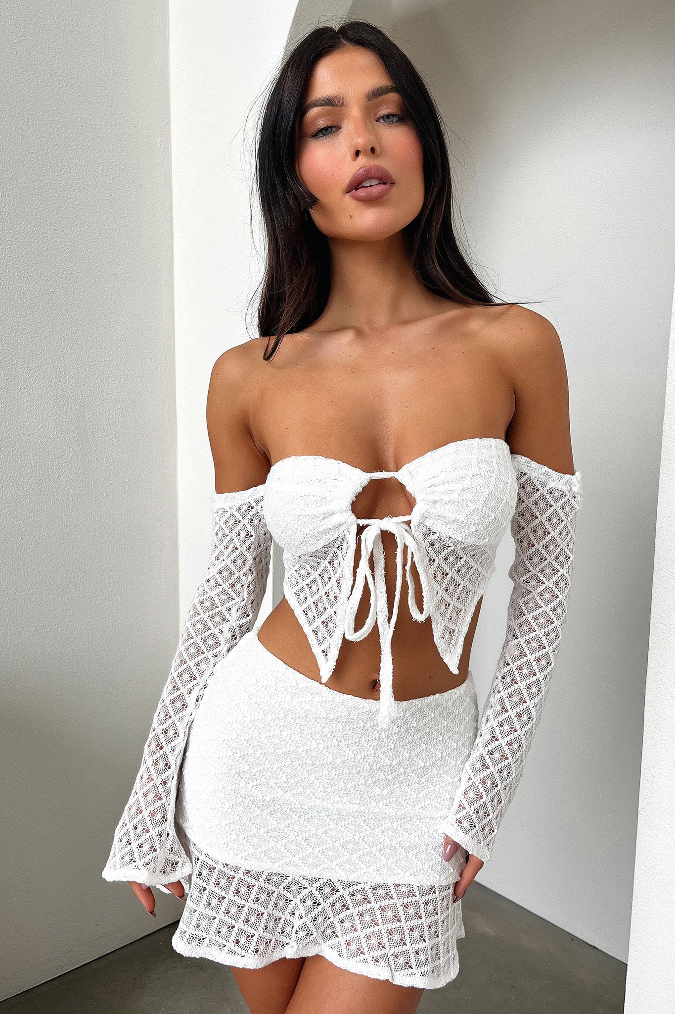 Devoted Mini Skirt in White | Women's Fashion Short Skirt for Casual Wear, Party & Date Night Outfits