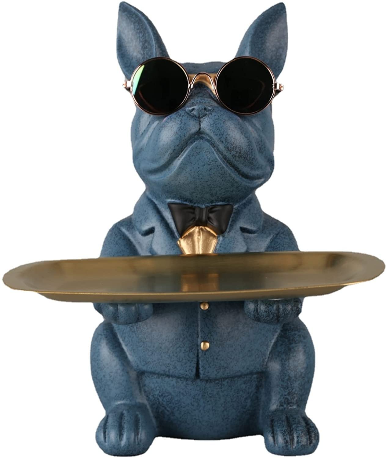 Resin Cool Bulldog Sculpture - Decorative Figurine, Storage Tray, Coin Bank & Key Holder | Modern Art Statue for Home, Office Desk Decor | Perfect for Entryway, Living Room & Gift Giving