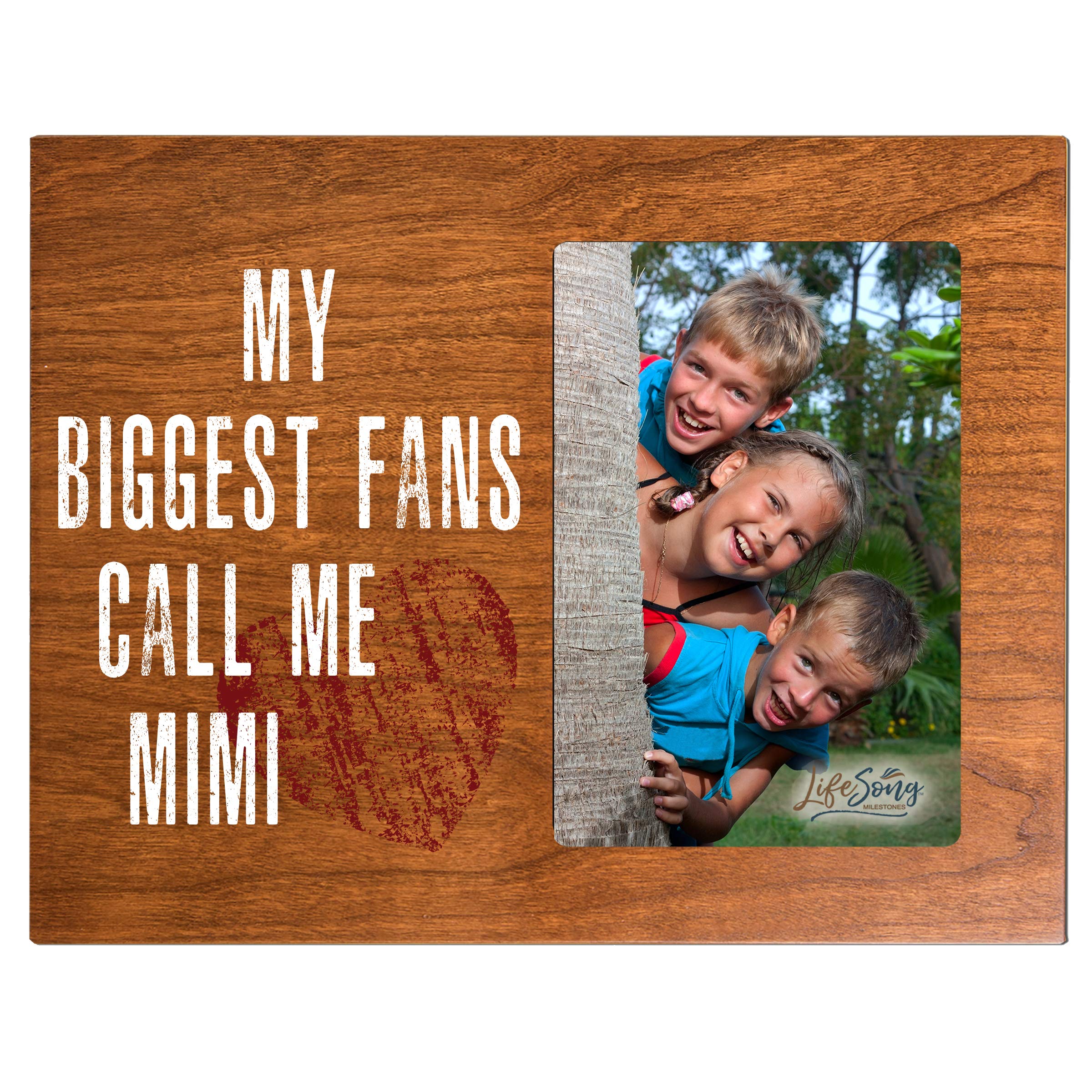 LifeSong Milestones My Biggest Fans Call Me - 8”x10” Cherry Wood Photo Frame for Grandmother, Grammy, Mom & Mimi - Holds 4”x6” Picture - Perfect Gift for Mother's Day, Birthday & Family Keepsakes