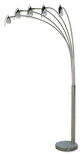 Modern Arch Floor Lamp with Marble Base in Brushed Nickel Finish - Elegant Living Room Lighting for Home Decor & Reading Nook