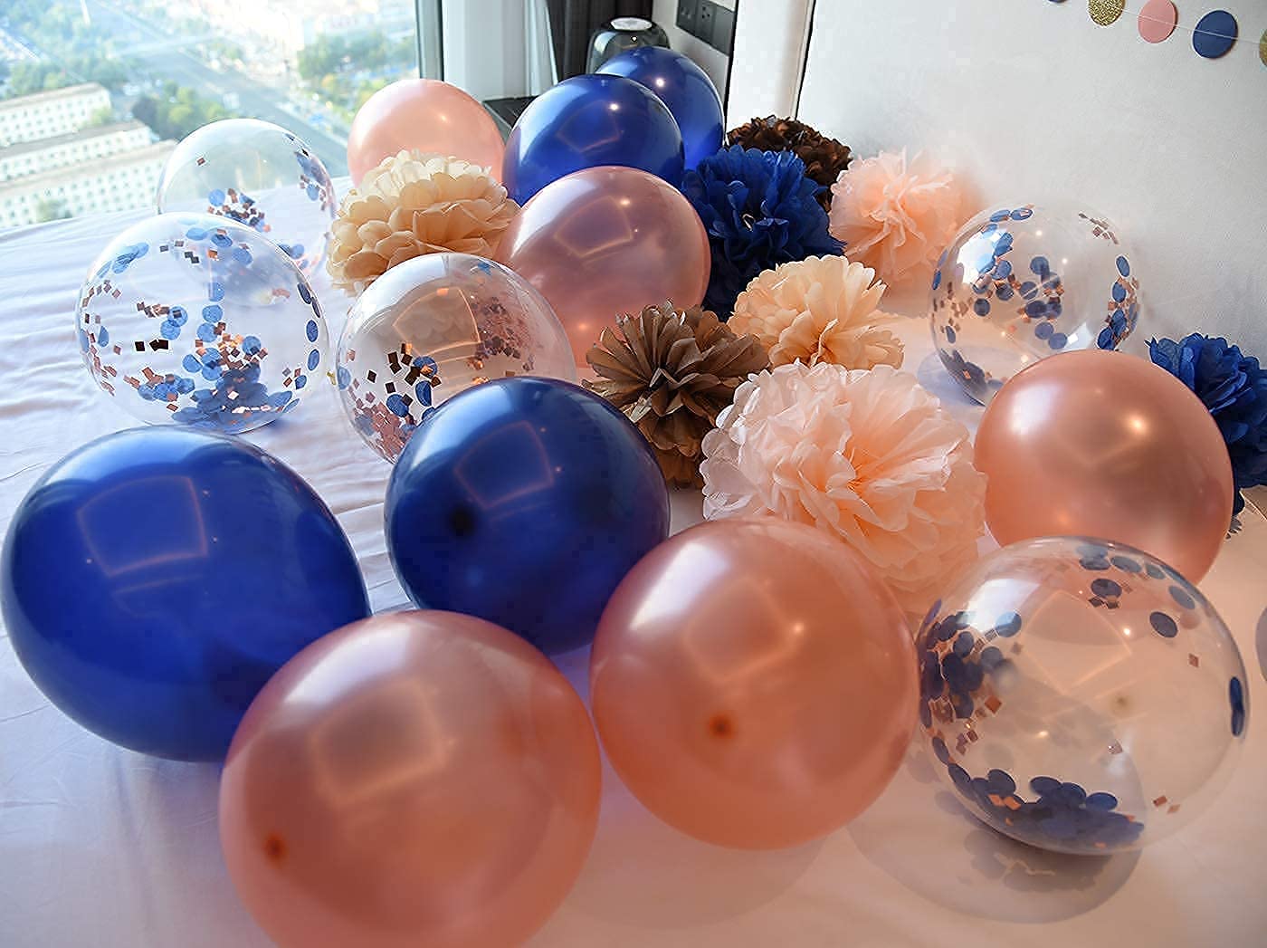 Navy Blue & Rose Gold Balloons - Elegant Bridal Shower, Gender Reveal, Birthday & Wedding Decorations | Perfect for Baby Showers, Parties & Special Events