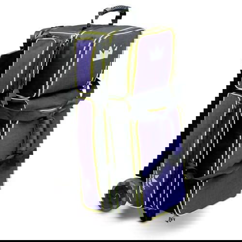 Brunswick Crown Deluxe Triple Roller Bowling Bag - Purple & Yellow for Men & Women - Perfect for League Play, Tournaments & Practice Sessions