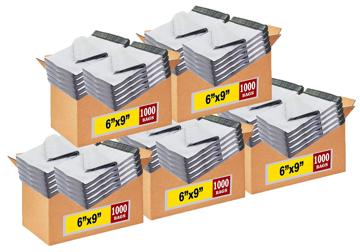 iMBAPrice® 5000 6x9 White Poly Mailers - Self-Sealing Shipping Envelopes Bags for Ecommerce, Mailing & Packaging (6 x 9 Inches) - Perfect for Small Items, Documents, Jewelry & Online Store Shipments