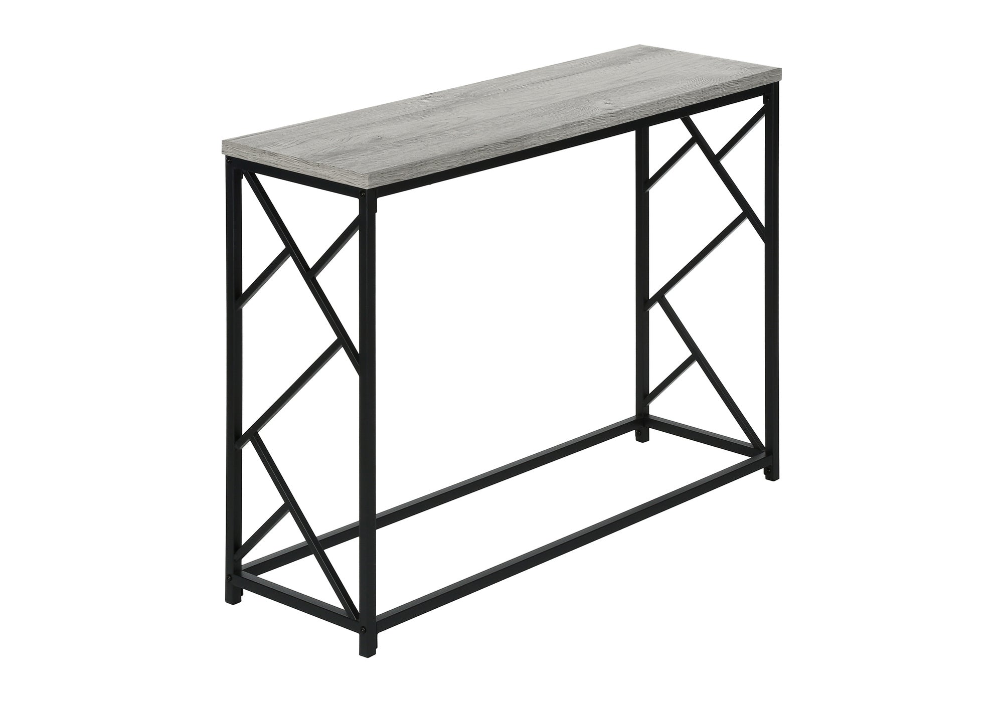 Modern Grey Laminate Accent Table with Sturdy Black Metal Frame - Perfect for Living Room, Bedroom or Office Decor