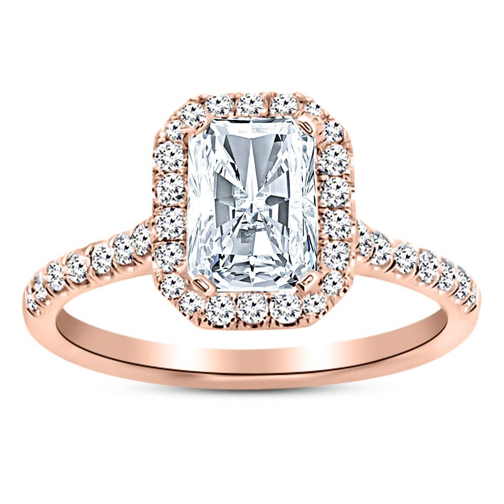 1.5 Ctw 14K White Gold GIA Certified Radiant Cut Diamond Engagement Ring - 1 Ct Center I-J Color SI1-SI2 Clarity, Classic Halo Design for Wedding Proposals & Anniversary Gifts