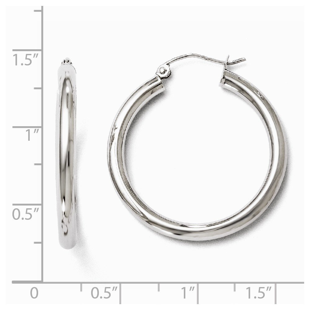 10K White Gold Hinged Tube Hoop Earrings - 30mm x 29mm | Elegant Dangle Earrings for Women | Perfect for Parties, Weddings & Everyday Wear