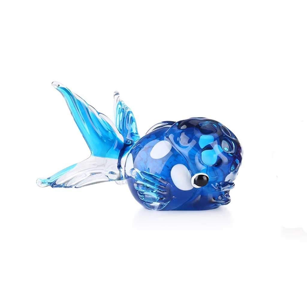 Handblown Glass Lion Fish Figurine - Blue Sea Animal Art Sculpture for Home & Office Decor | Unique Gift for Aquarium & Ocean Lovers