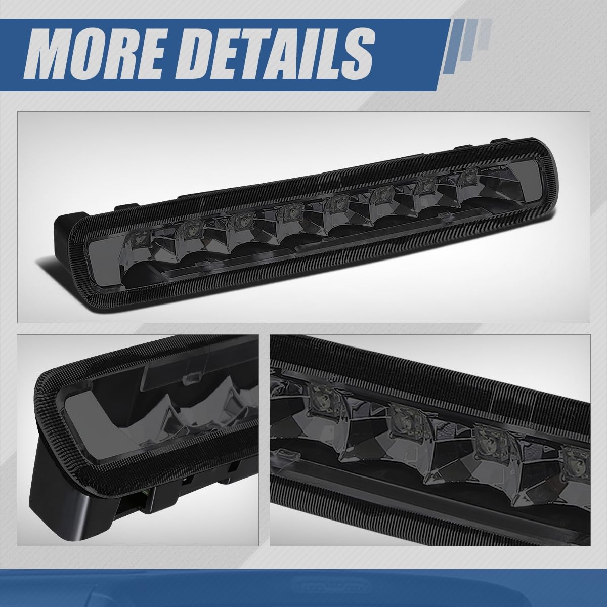 Auto Dynasty LED High Mount Smoked Third Brake Light Compatible with 2005-2009 Ford Mustang | Rear Tail Light Stop Lamp | Perfect for Night Driving & Car Customization