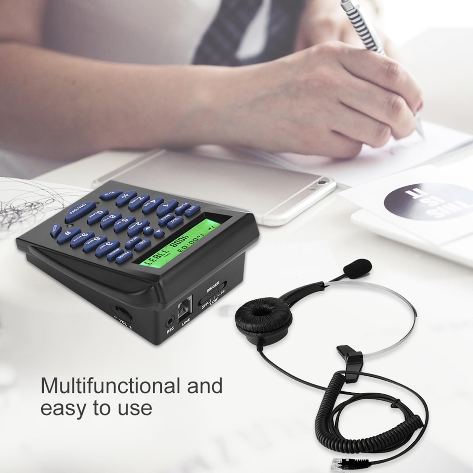 Professional Call Center Telephone with Headset Jack - Office Landline Phone for Home & Business | Ideal for Customer Service, Telemarketing & Remote Work
