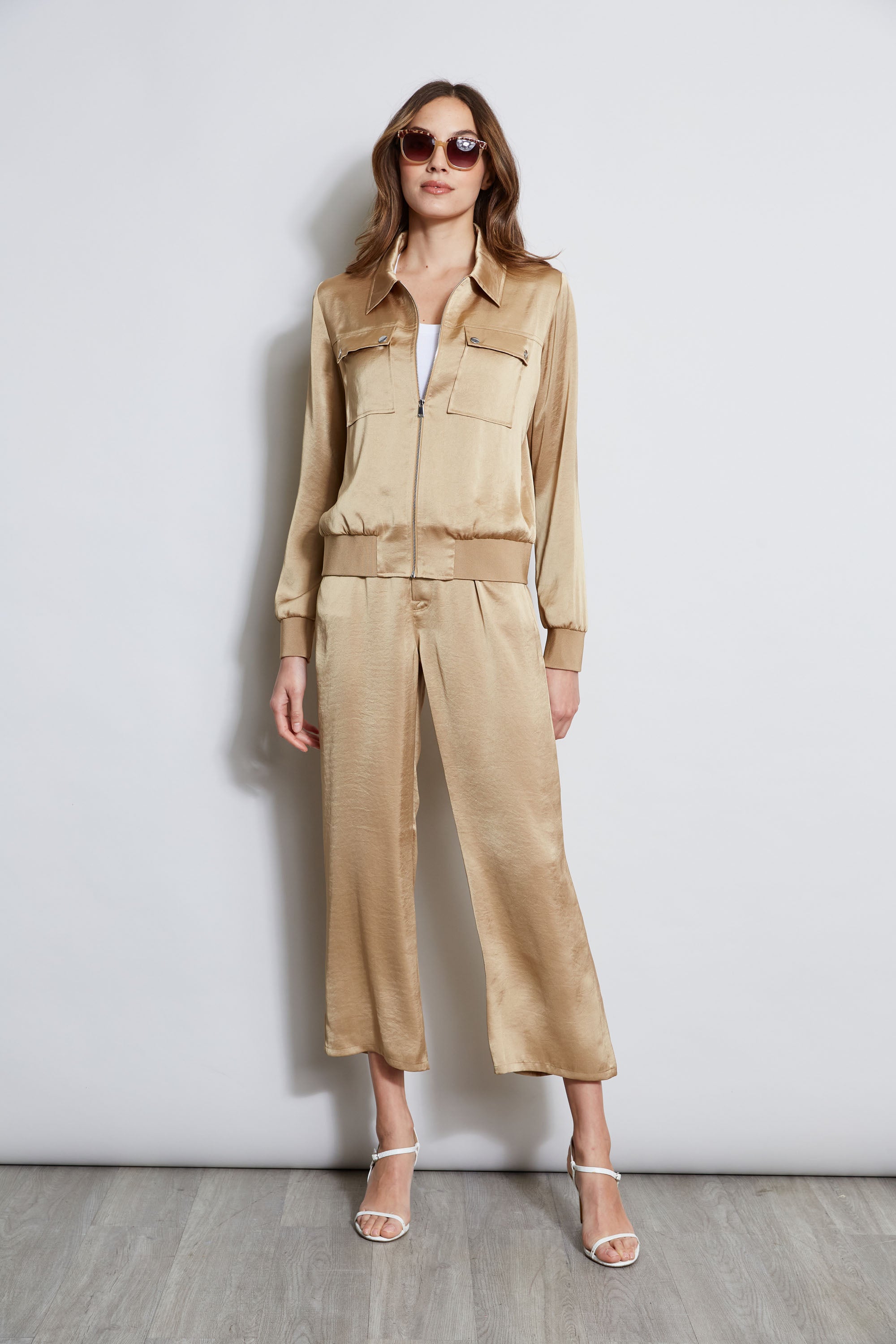 Women's Satin Utility Pocket Jacket - Lightweight Fashion Jacket with Multiple Pockets for Everyday Wear - Perfect for Work, Travel & Casual Outfits