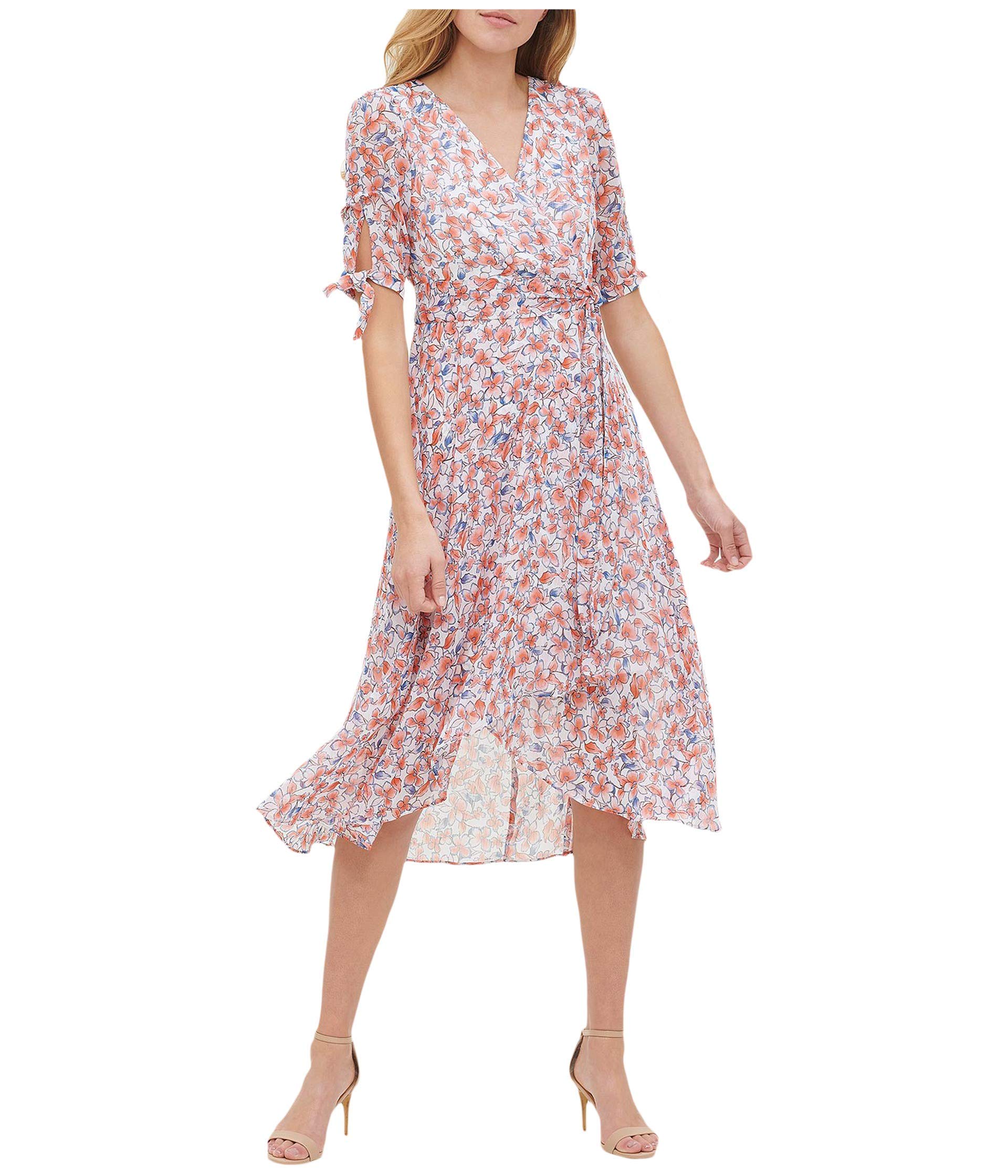 Tommy Hilfiger Women's Tie Sleeve Faux Wrap Dress - Elegant Casual & Office Wear for Women | Perfect for Work, Date Night & Special Occasions