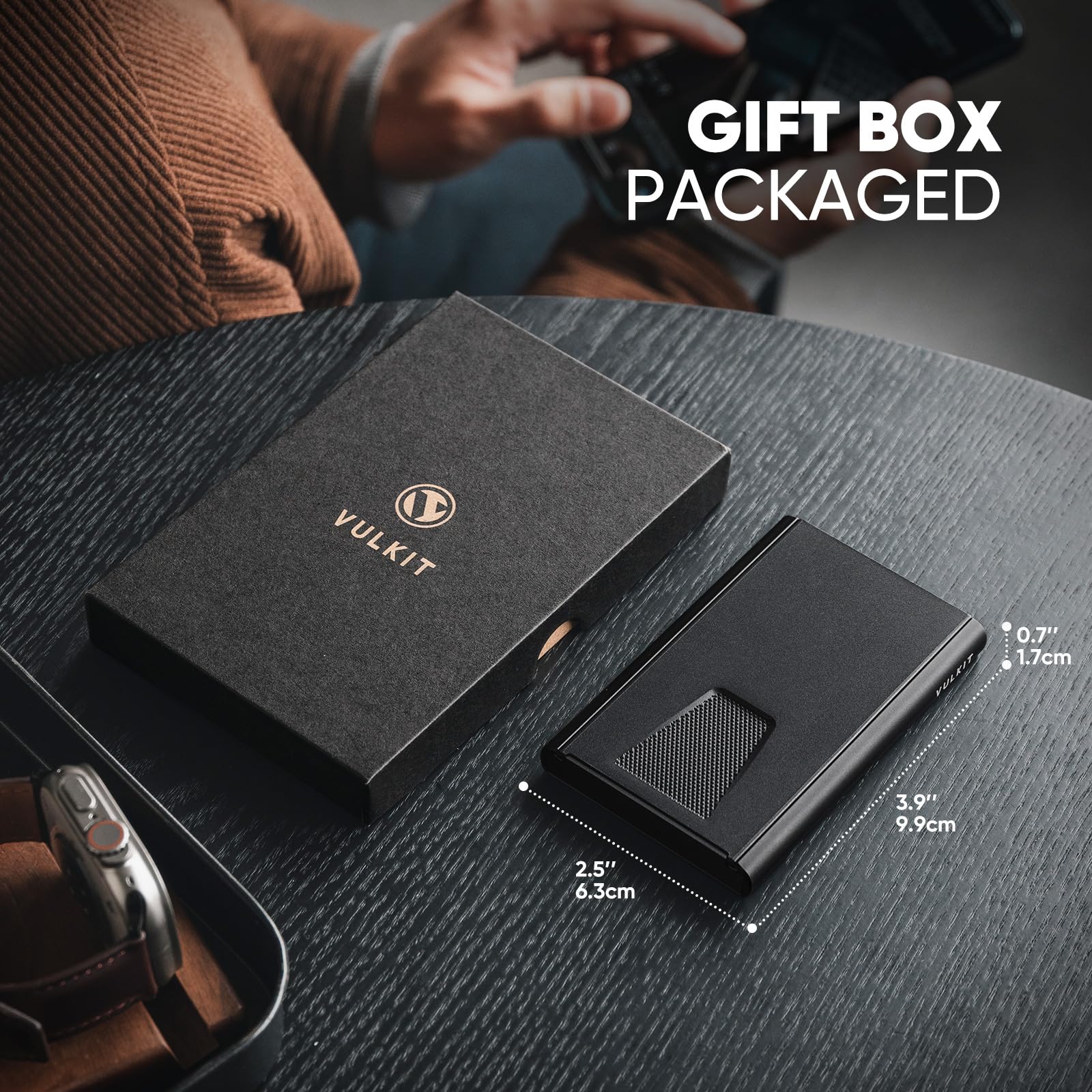 VULKIT Slim Minimalist Aluminum RFID Blocking Card Wallet - Pop Up Credit Card Holder for Men & Women, Black | Perfect for Travel, Business & Everyday Use
